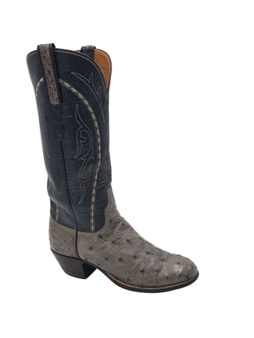 Vintage Lucchese San Antonio Gray Blue Exotic Ostrich Cowgirl Boots Womens 6.5B